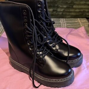 Sleek Black Women's Combat Boots